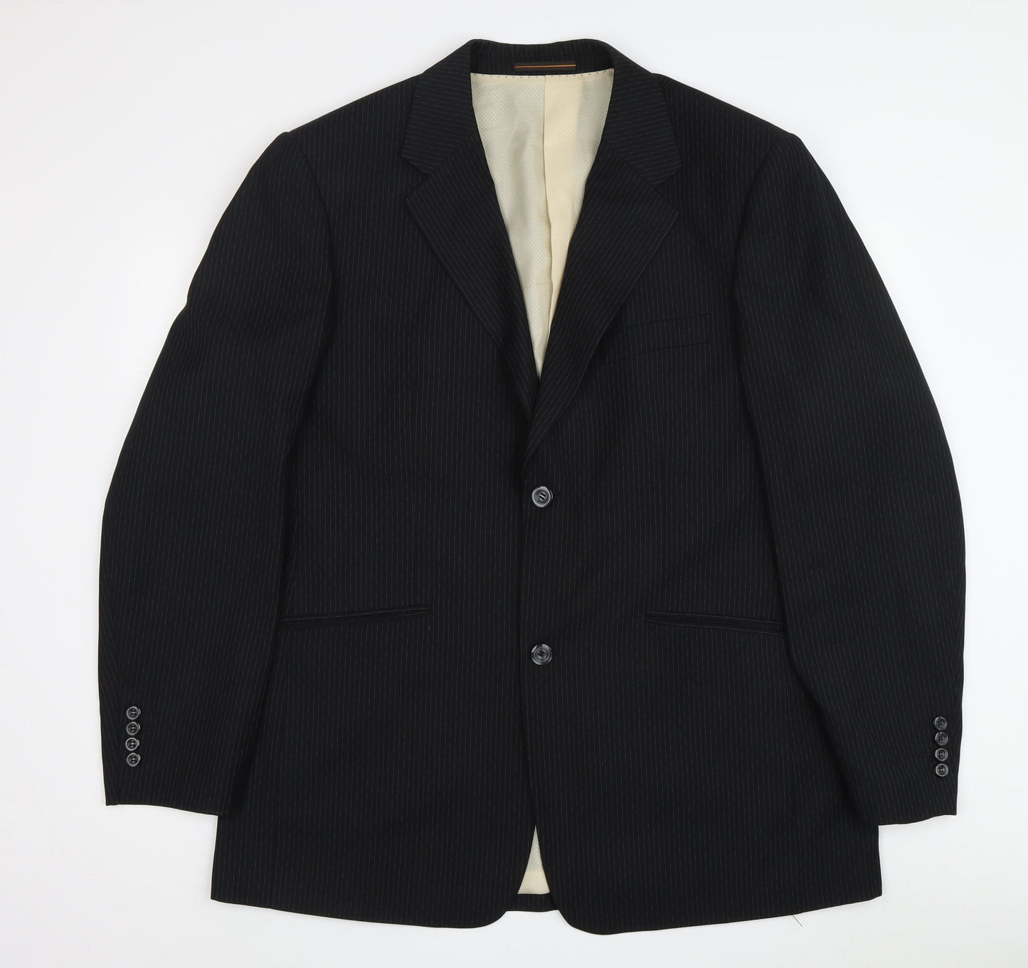 Voeut Men's Black Striped Suit Jacket Size 48