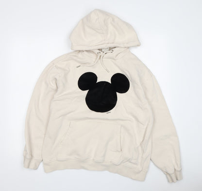 Preloved Disney Unisex Beige Pullover Hoodie S - Cartoon Casual - Front