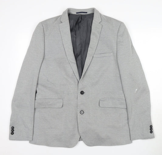 Burton Men's Grey Blazer - 44R, Regular Fit, Two-Button