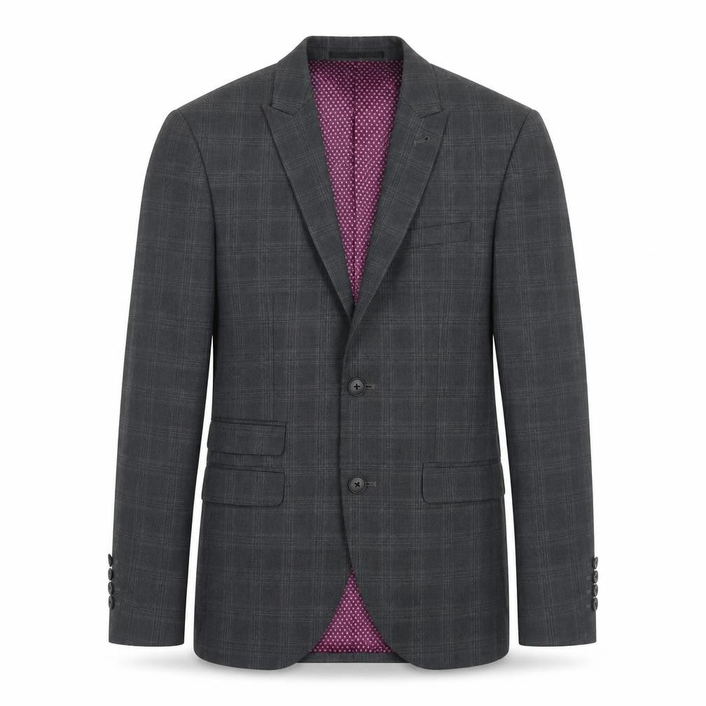 Next Grey Men's Blazer 34R Check Notch Lapel