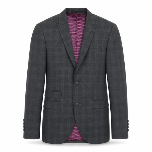 Next Grey Men's Blazer 34R Check Notch Lapel