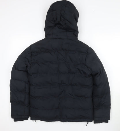 Back view of TOG24 boys’ black puffer jacket 11 years hooded