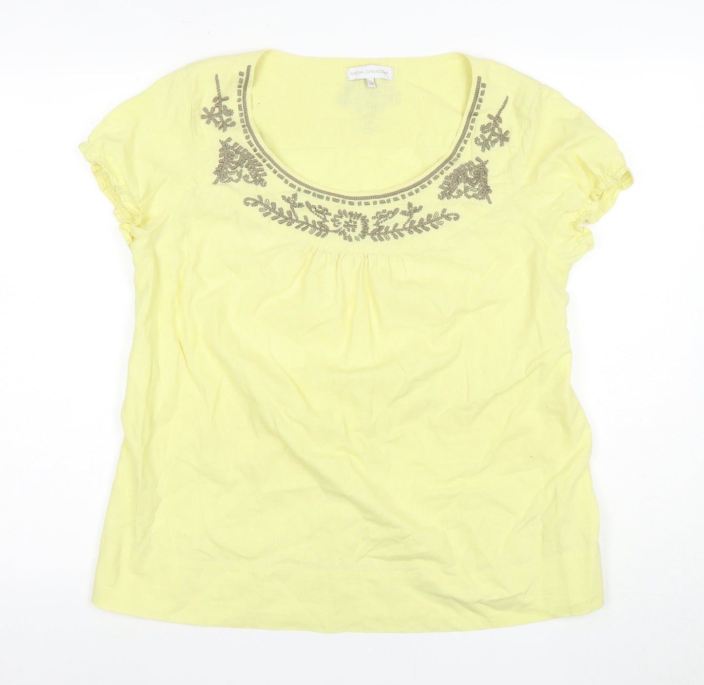 Rocha John Rocha Yellow Linen Blouse Size 14