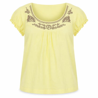 Front view of RJR.John Rocha Yellow Linen Blouse, size 14