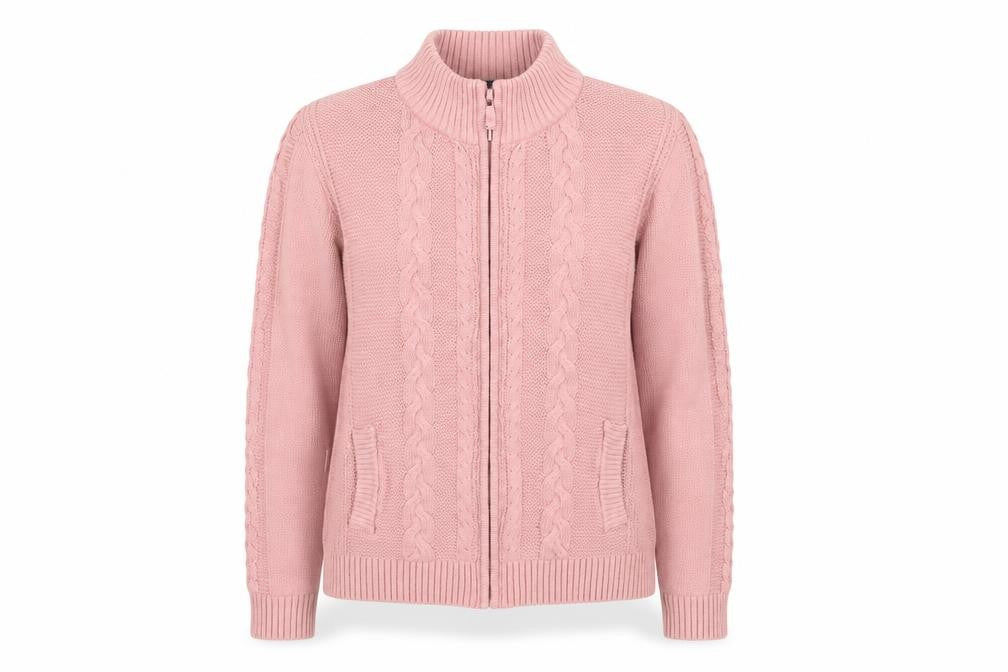 ISLE Women's Pink Full Zip Mock Neck Jumper, Size S