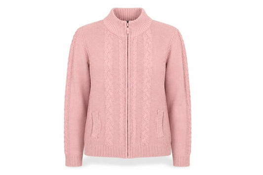 ISLE Women's Pink Full Zip Mock Neck Jumper, Size S