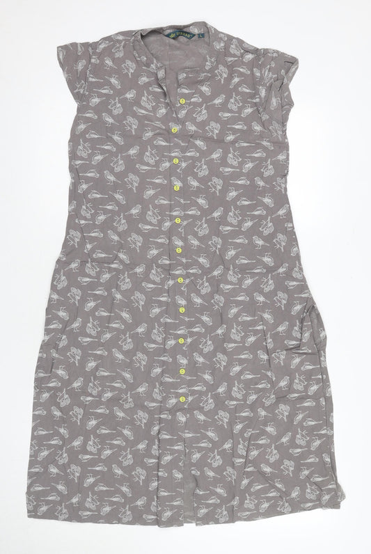 Ayasa Women's Grey Animal Print Shirt Dress Size 10