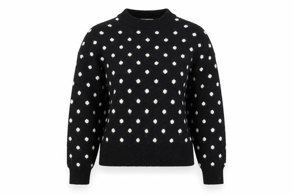 H&M Women's Black XS Crew Neck Polka Dot Pullover