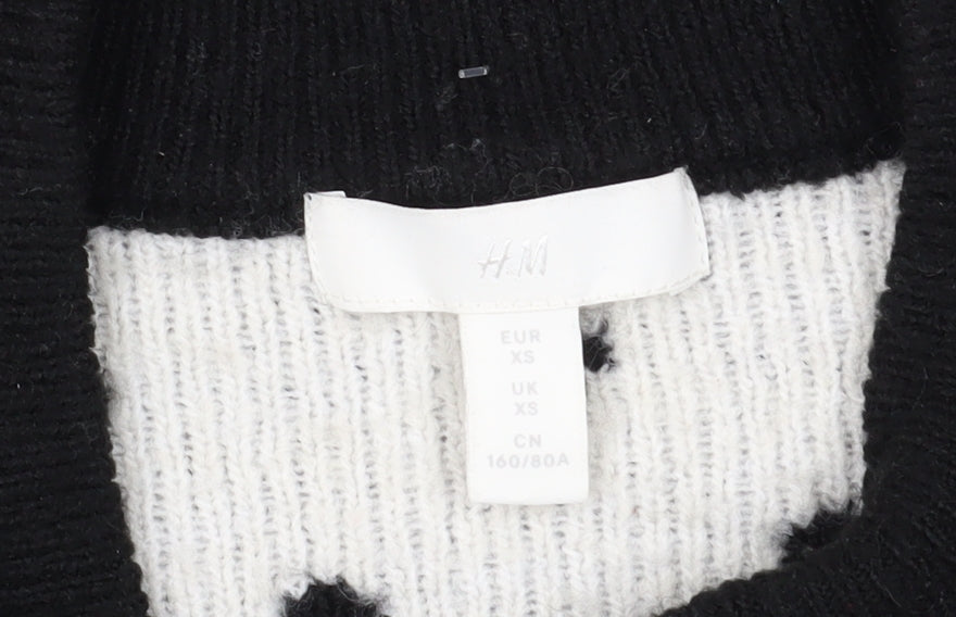 H&M Women's Black XS Crew Neck Polka Dot Pullover