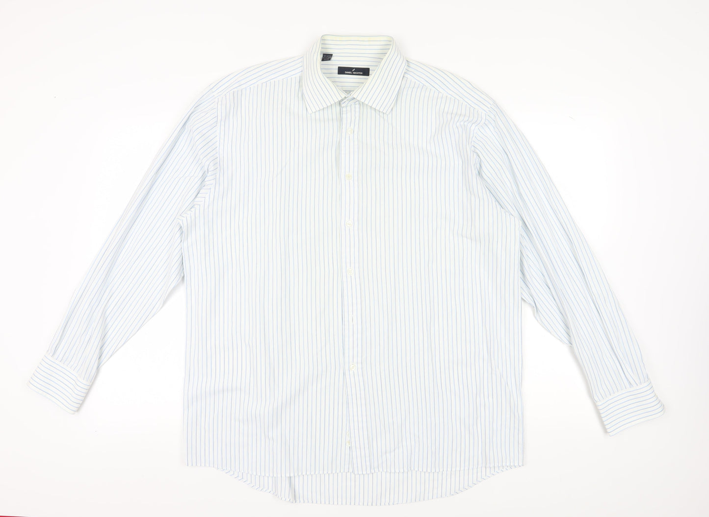 Daniel Hechter Men's White Striped Button-Up Shirt 44