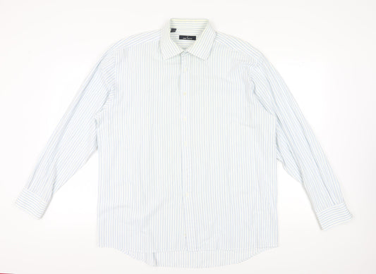 Daniel Hechter Men's White Striped Button-Up Shirt 44