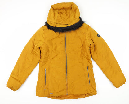 Regatta Women's Yellow Hooded Puffer Jacket Size 14
