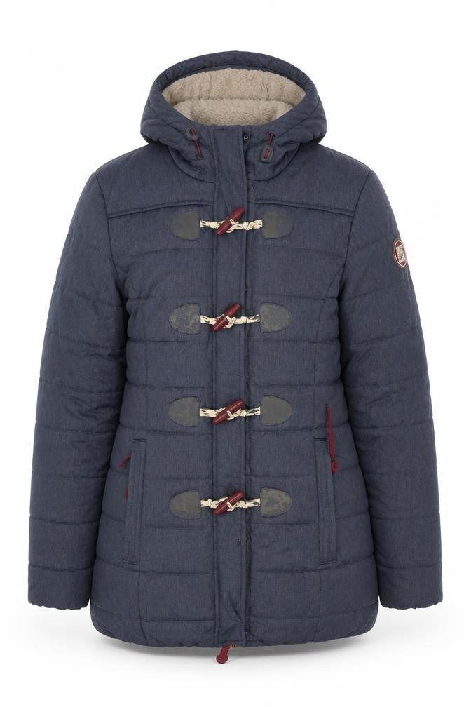 Superdry Women's Blue Duffle Coat Size L Winter Hooded