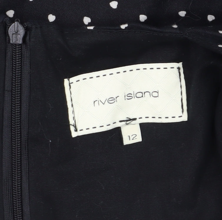 River Island Women’s Black Polka Dot A-Line Dress