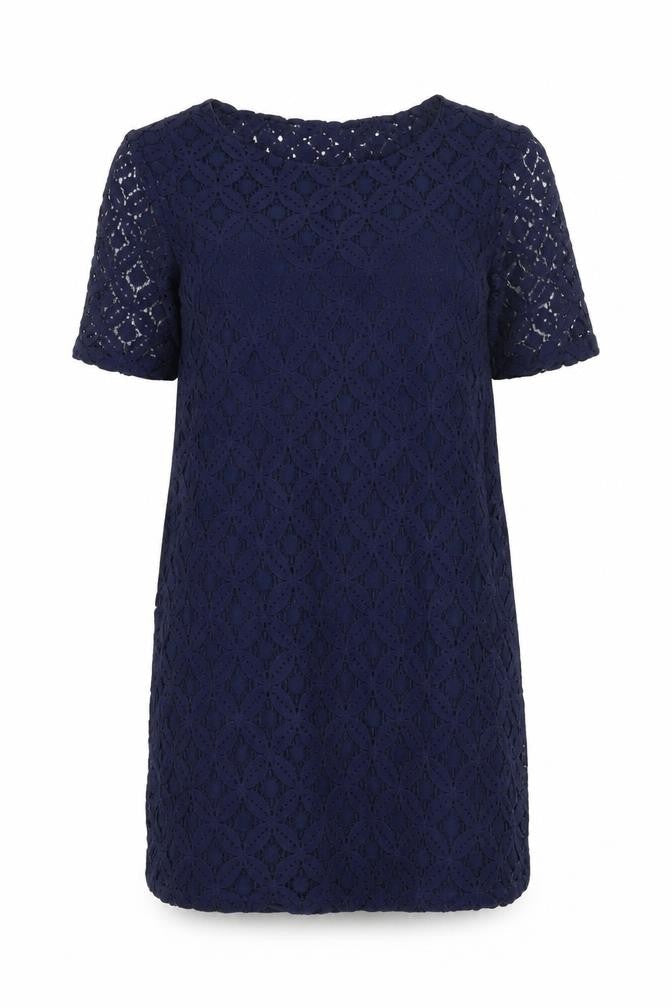 Next Women's Blue Lace Shift Dress Size 8