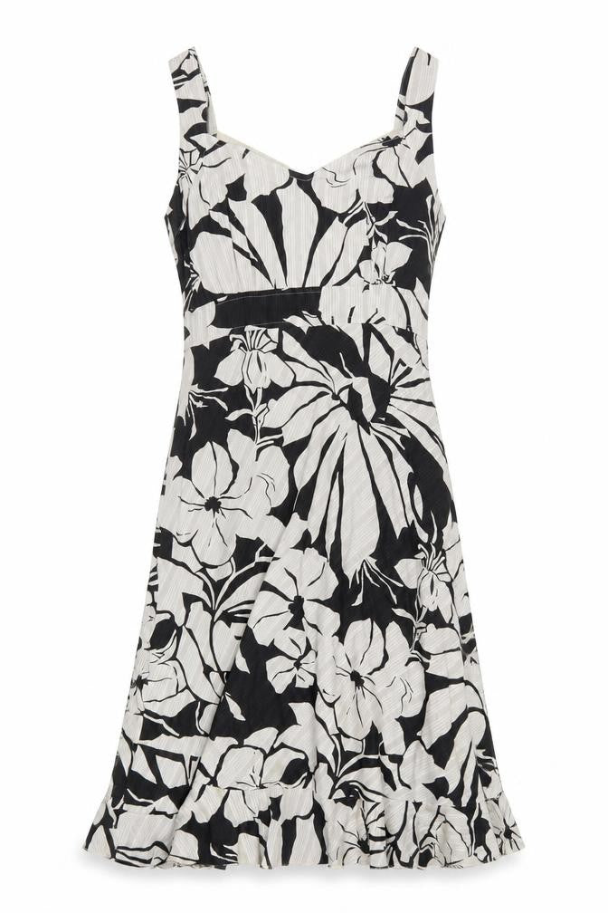 Adini Women's Floral A-Line Dress in S Beige/Black