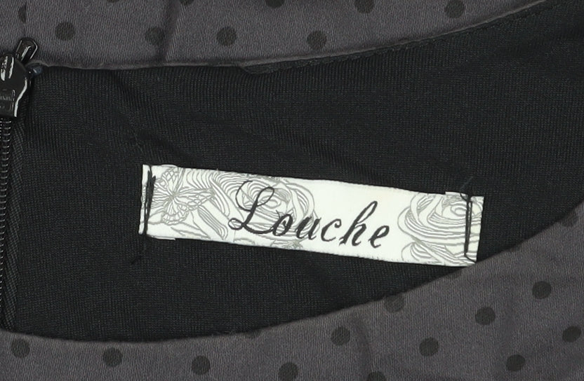 Louche Women's Black Polka Dot Sheath Dress, Size 8