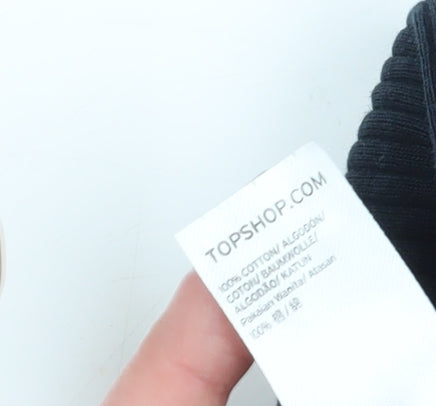 Topshop Women's Black V-Neck Cropped T-Shirt Size 10