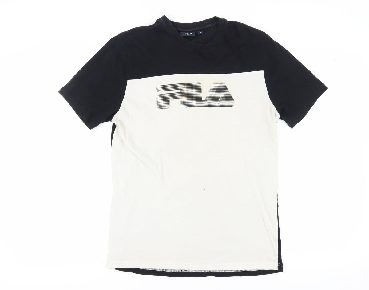 Additional front view of Fila Men's Black and White Colourblock T-Shirt - S