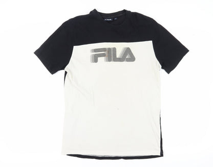 Additional front view of Fila Men's Black and White Colourblock T-Shirt - S
