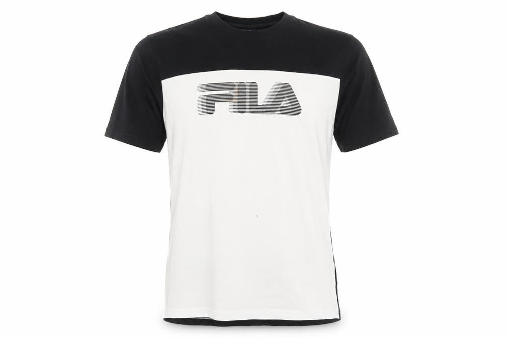 Front view of Fila Men's Black and White Colourblock T-Shirt - S