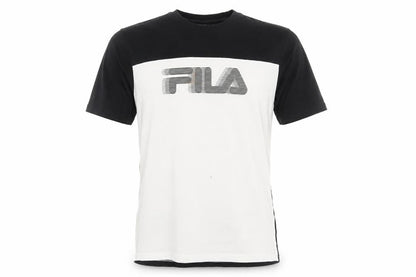 Front view of Fila Men's Black and White Colourblock T-Shirt - S