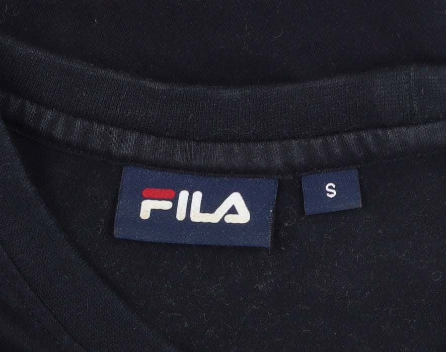 Close-up detail of Fila Men's Black and White Colourblock T-Shirt - S