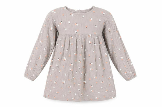 H&M Girls Beige Floral Fit & Flare Dress, Size 10 Years