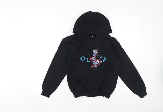 Disney Girls Black Olaf Hoodie S Pullover Graphic