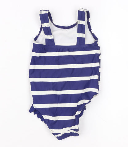 Back view of Disney girls’ blue striped minnie mouse one piece swimwear