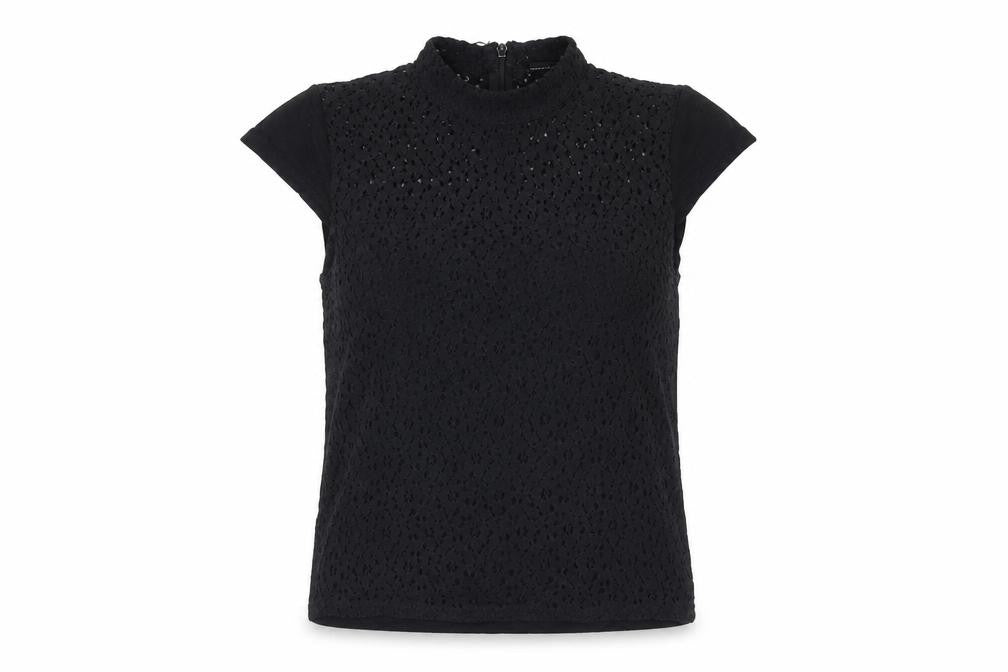 Andrew Marc Women's Black Lace Sleeveless Blouse Size S