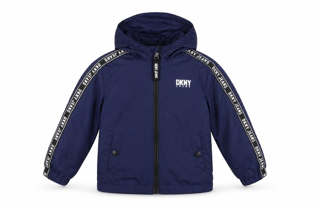 DKNY Boys Blue Basic Hooded Jacket, Size 2 Years