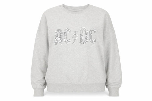 AC/DC Women's Grey Sequin Logo Sweatshirt, Size 14