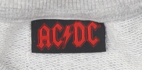 AC/DC Women's Grey Sequin Logo Sweatshirt, Size 14