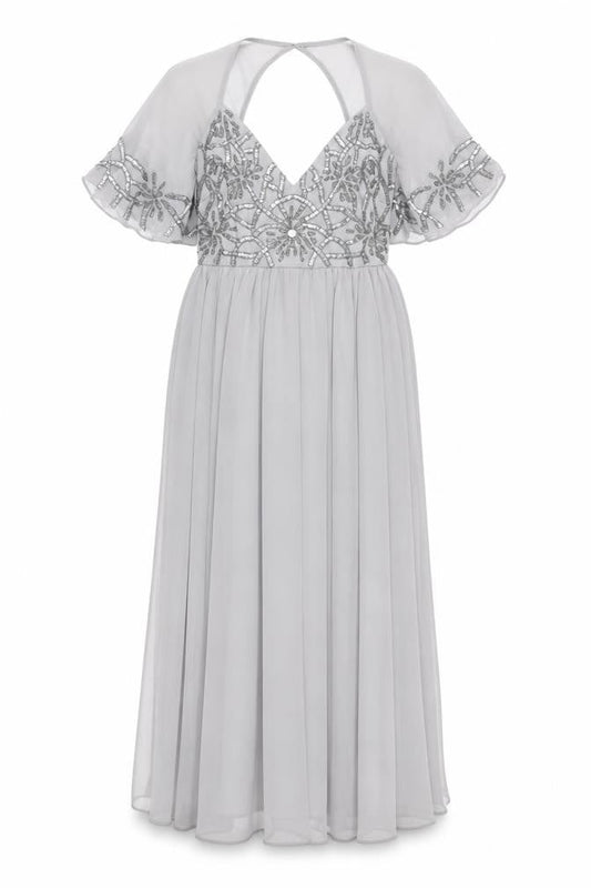 Boohoo Women's Grey Maxi Dress UK 8 Party Wedding