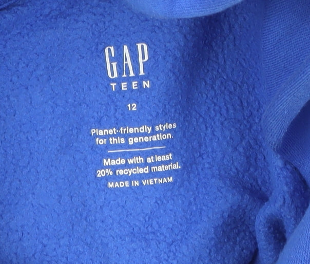 GAP Boys Blue Logo Pullover Hoodie Size 12 Years