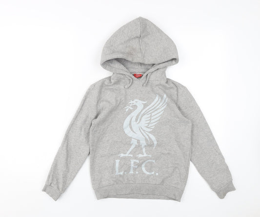 L.F.C. Grey Girls Hoodie, 7-8 Years, Long Sleeve, Logo, Casual