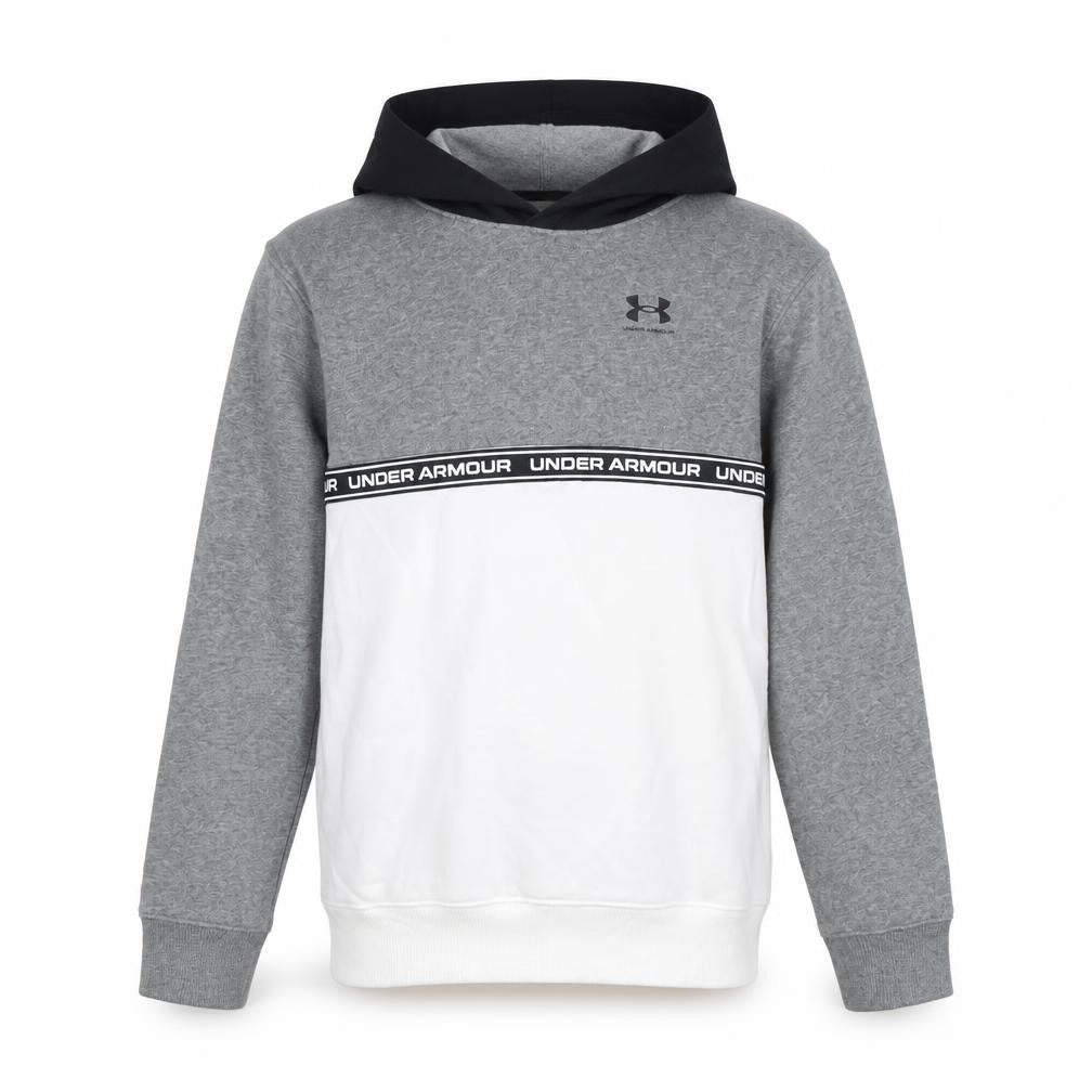 Under Armour Boys Grey White Pullover Hoodie L