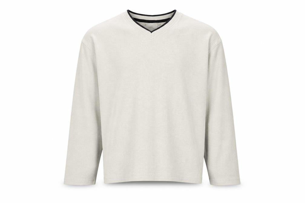 Zantos Men's Beige V-Neck Knit Sweatshirt, Size L