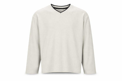 Zantos Men's Beige V-Neck Knit Sweatshirt, Size L