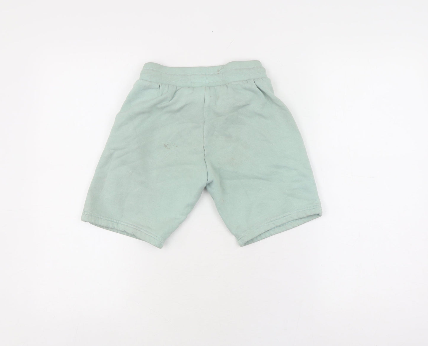 Adidas Boys Green Sweat Shorts, Size 9-10, Drawstring Pockets
