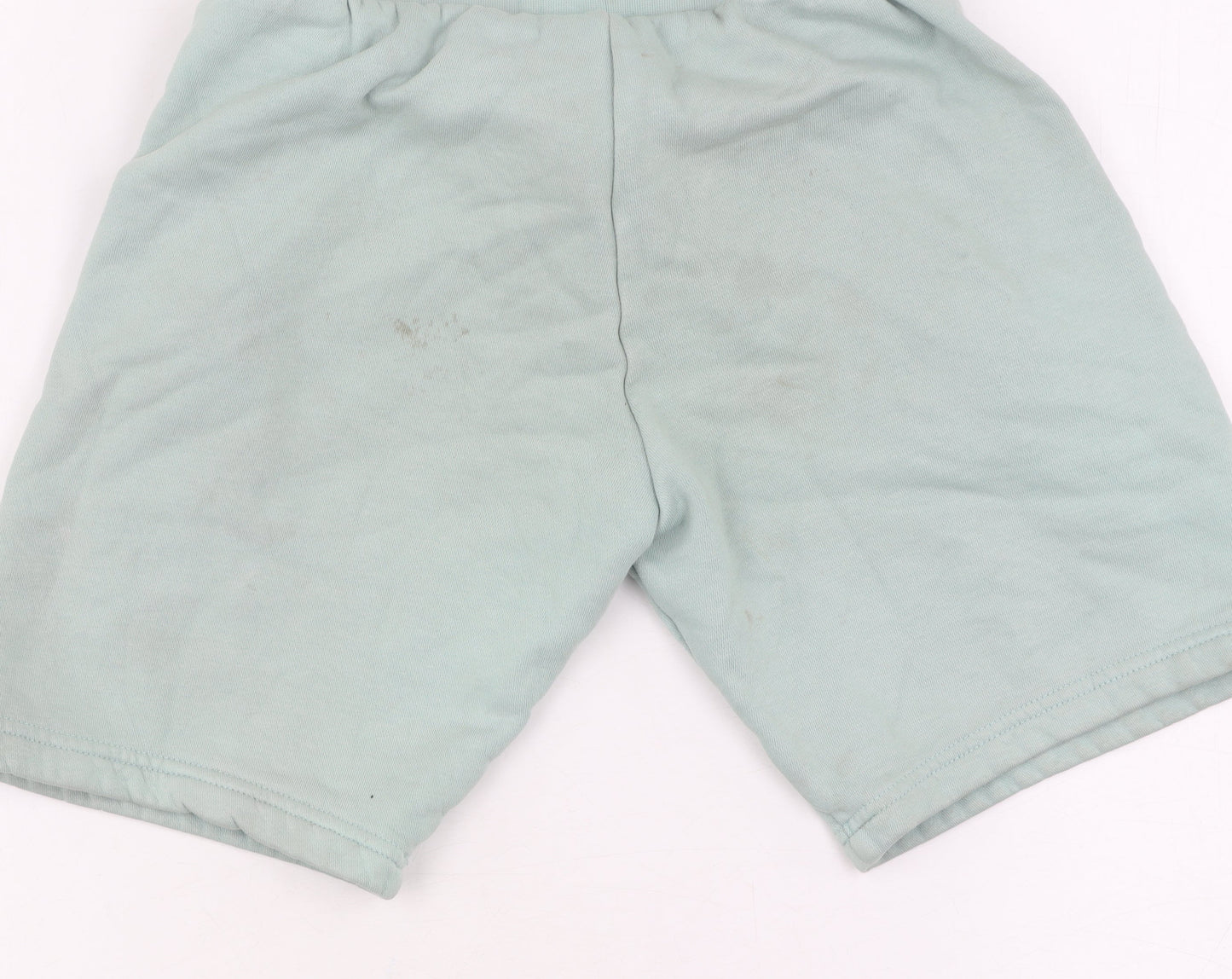 Adidas Boys Green Sweat Shorts, Size 9-10, Drawstring Pockets
