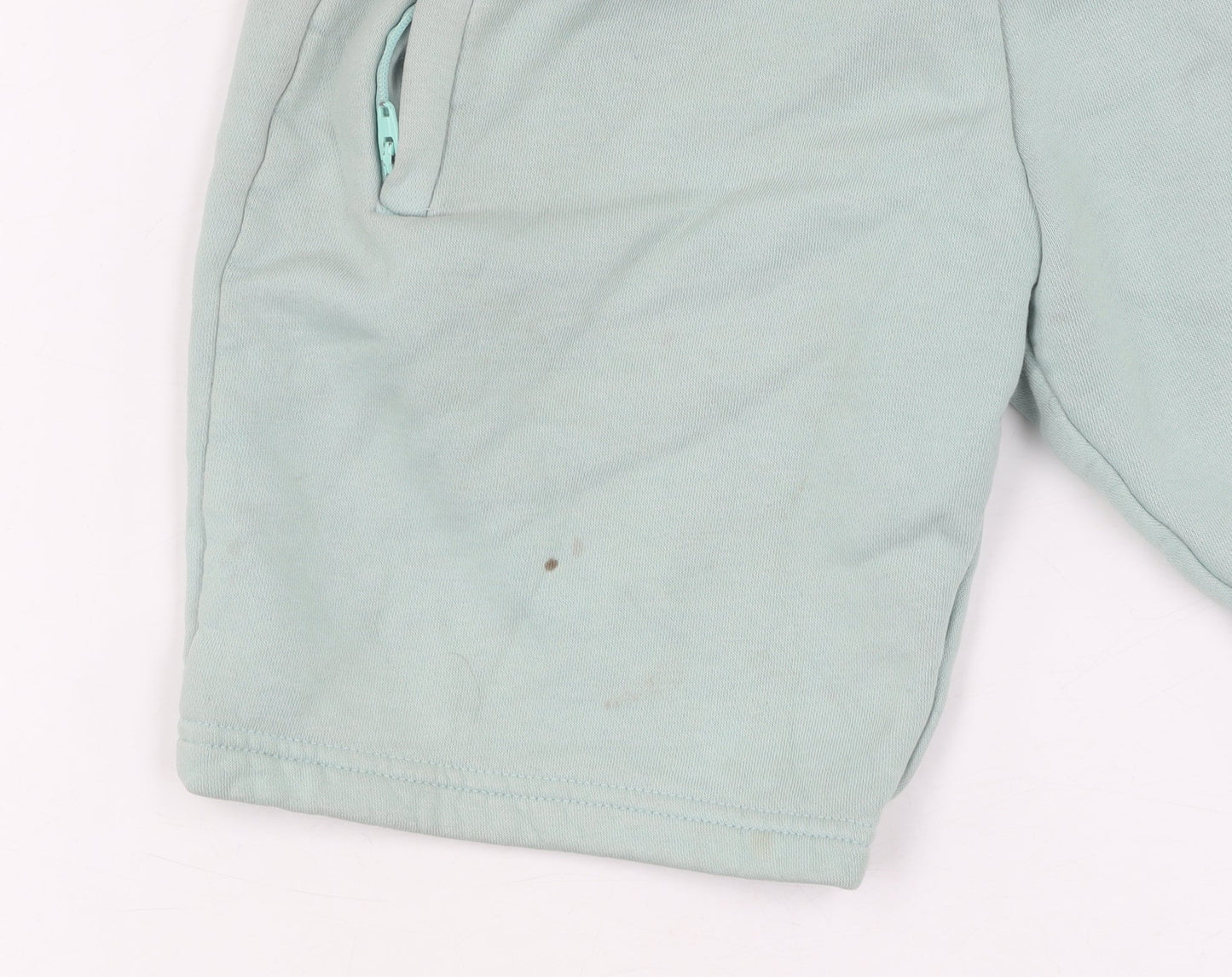 Adidas Boys Green Sweat Shorts, Size 9-10, Drawstring Pockets