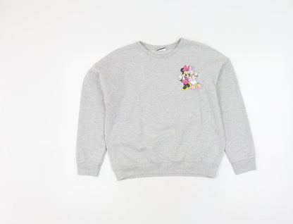 Front view of George girls’ grey minnie mouse sweatshirt 9-10y pullover cotton