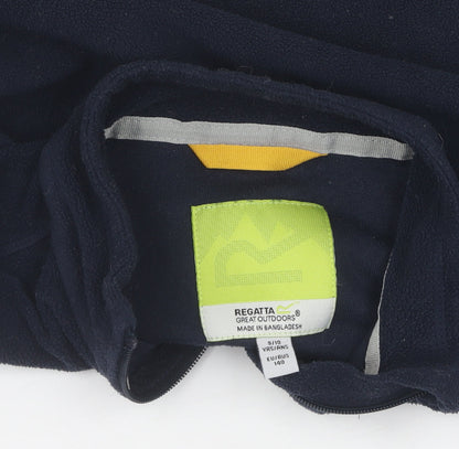 Brand and care label for Regatta boys’ blue fleece sweatshirt, size 9-10, years