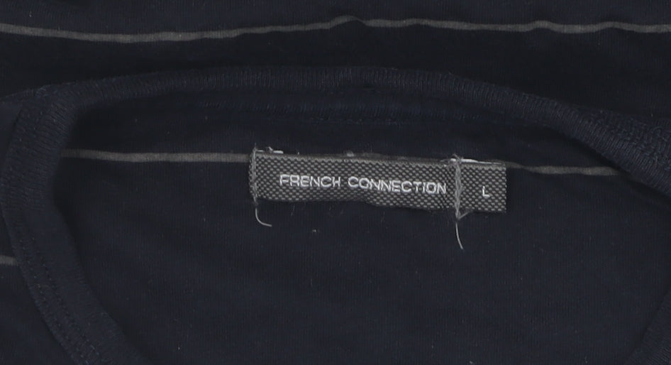 French Connection Men's Black Striped T-Shirt L
