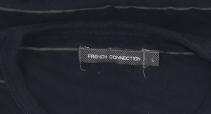 French Connection Men's Black Striped T-Shirt L
