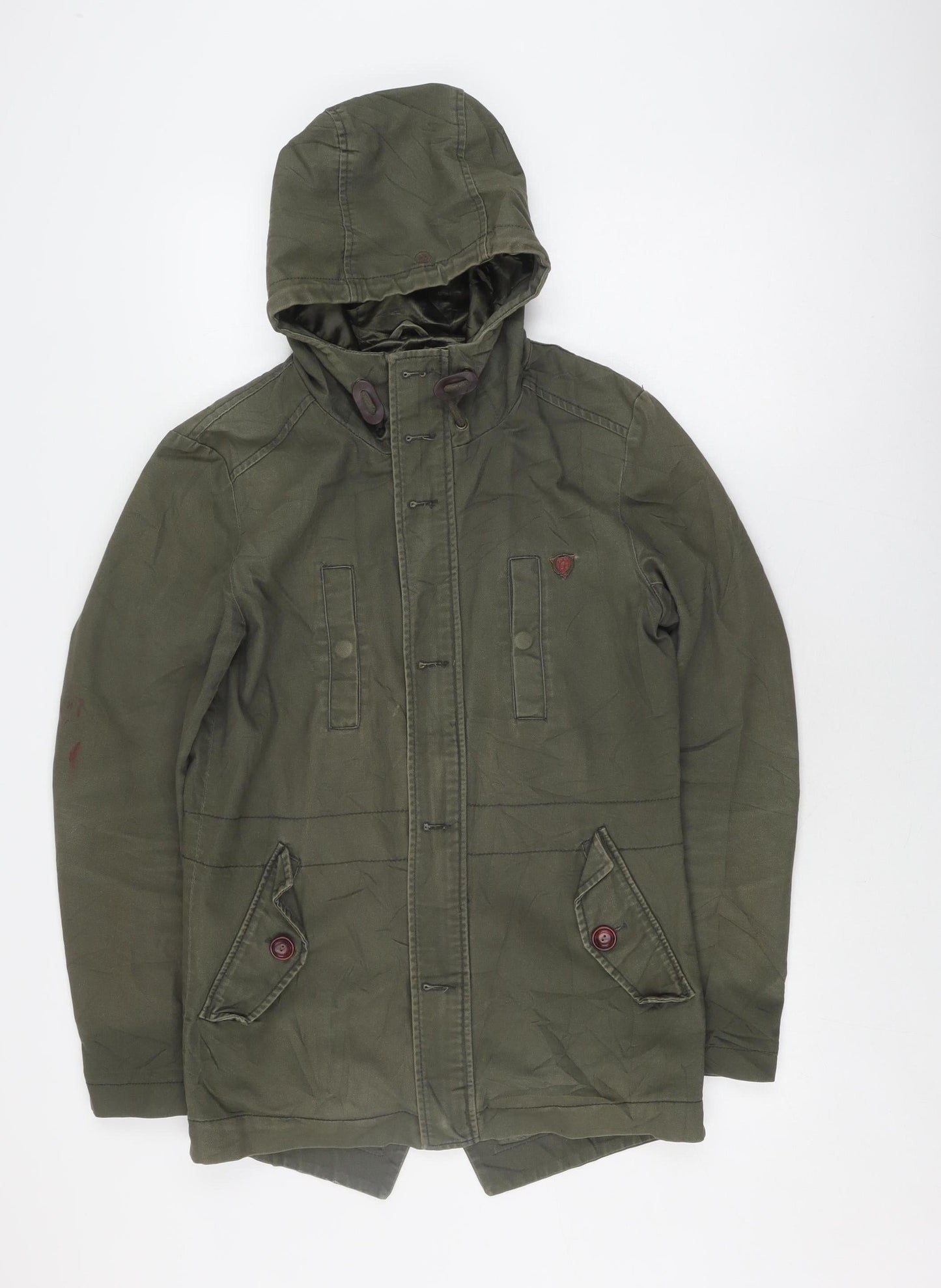 FLY53 Women's Green Parka Jacket, Size S, Casual Style