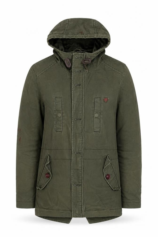 FLY53 Women's Green Parka Jacket, Size S, Casual Style