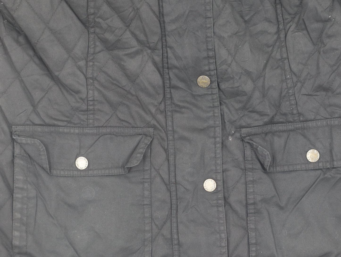 FatFace Women's Black Quilted Cotton Hooded Jacket Size 12